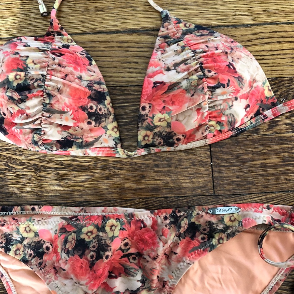 Neutral colored bikini top and bottom